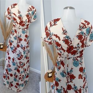 ASOS red and blue floral print wrap dress Size 12